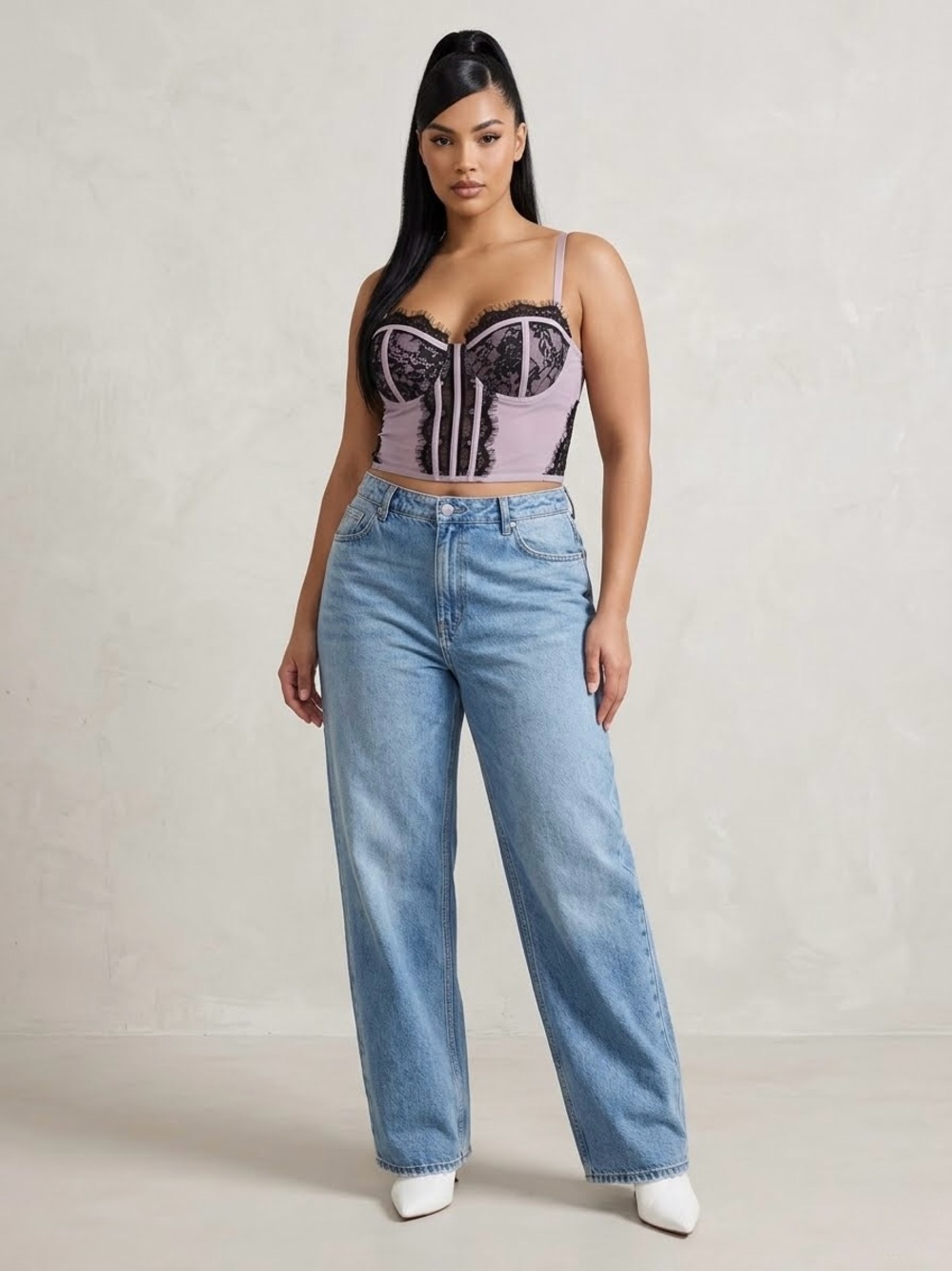New🔥Lace-Trim Bustier Crop Top